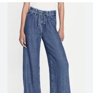 New FRAME super drape wide leg denim drawstring pants size 26